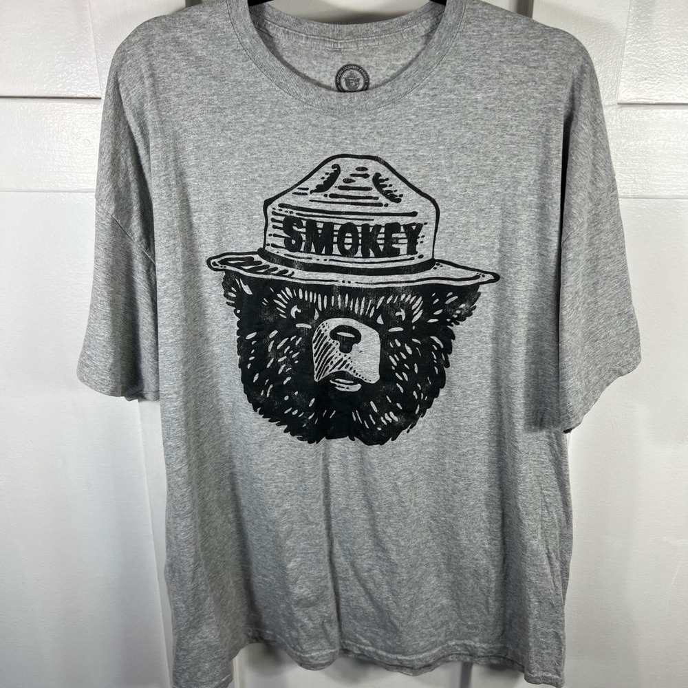 Smokey Bear Graphic T-Shirt Mens 3XL Gray Mad Engine National Parks Forest Tee